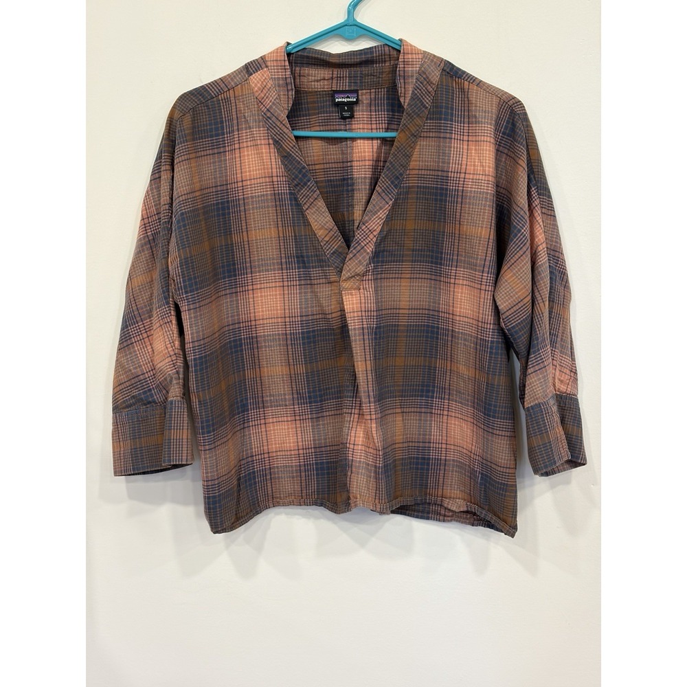 Patagonia Worn Wear Women Meadow Pullover Plaid Earthy Organic Fall Autumn Sz S